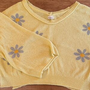POL Light Yellow Floral Women's Sweater